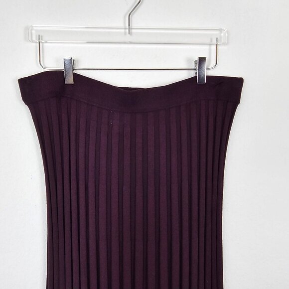 A New Day Skirt Womens Extra Large Burgundy Oxblood Knit Pleated Rolled Hem Midi - Picture 6 of 12